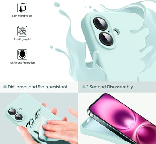 Image of mobistyle Designed for iPhone 16 | Soft Liquid Silicone Slim Protective | Phone Back Cover Case Microfiber Lining iPhone 16 case 6.1 inch (Aqua)