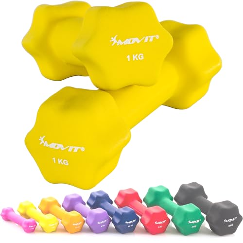 MOVIT 2er Set Neopren Hanteln, Kurzhanteln mit Oberfläche aus Neopren, 2x...