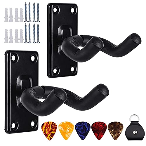 JOYAZ Lot de 3 supports muraux pour guitare acoustique, électrique, basse, mandoline, maison et studio avec 5 médiators… - Les Beatles, Paul McCartney, John Lennon, RIngo Starr, George Harrison JOYAZ Lot de 3 supports muraux pour guitare acoustique, électrique, basse, mandoline, maison et studio avec 5 médiators…
