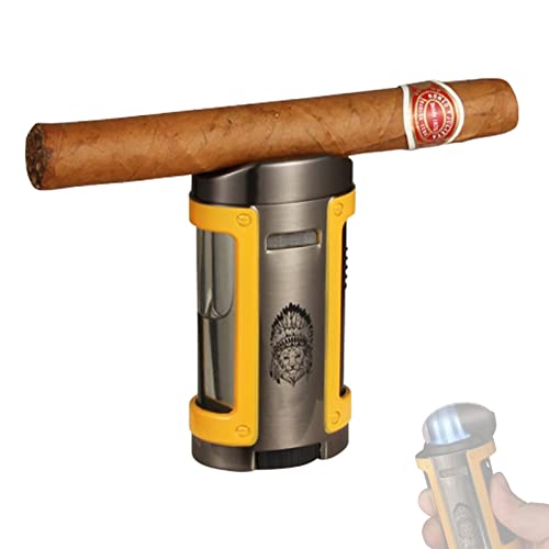 Allume-Cigare Métal Tempête à 4 Jets Torche Bleu de Qualité Supérieure