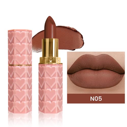 Image of evpct 1Pcs Dark Brown Lipstick, Silky Velvet Matte Lipstick Pack Sets for Women, Long Lasting Smudge Proof Lipstick Lip Stain Makeup Kit matte lipstick 24 hours original N05