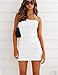 HOCILLE Women's Sexy Halter Bodycon Backless Ruched Spaghetti Strap Mini Club Party Dresses, Small, White