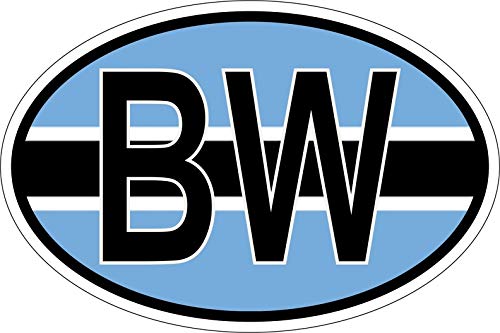 Akachafactory Autocollant Sticker Ovale Oval Drapeau Code Pays BW Botswana