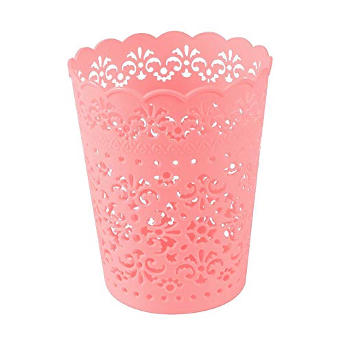Sinzong Papeleras Pequeño Cubo De Basura De Flores De Encaje Dulce Almacenamiento De Basura Mini Escritorio Papelera Escritorio De Oficina Organizador Papel T 4 Color Rosa