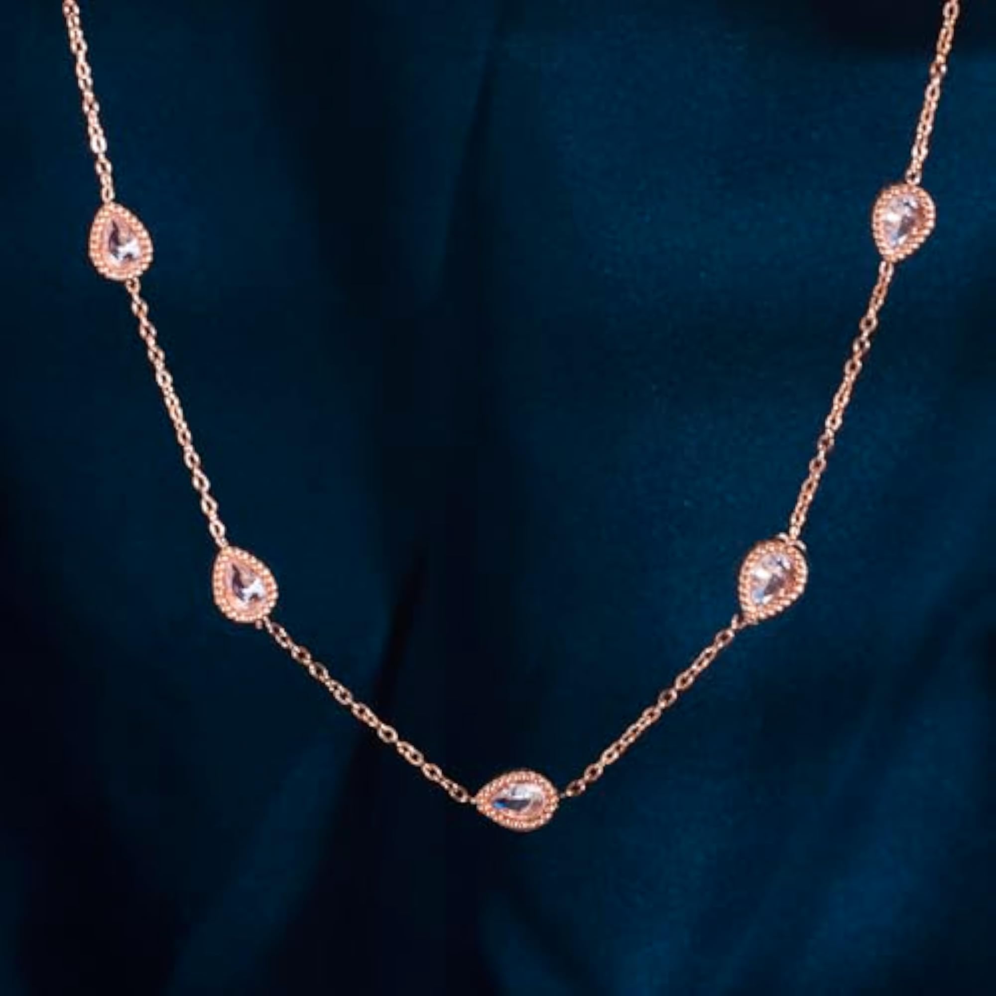 Women's Stylish Anti Tarnish Stone Necklace, Statement Chain