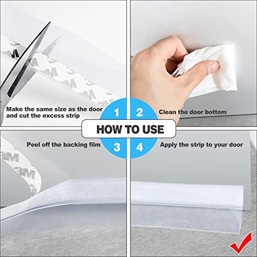Yomais 2Pack 12M/39Ft (1.8”W) Weather Stripping Door Bottom Seal Strip, Silicone Seal Strip Door Tape Suitable Front Door And Adhesive Shower Door Bottom Seal Or Side Of Door (45Mm, Transparent) #TOP5