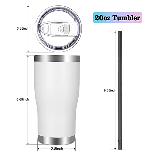 VEGOND-20oz-Tumbler-Stainless-Steel-Tumbler-Cup-with-Lid-And-Straw-Vacuum-Insulated-Double-Wall-Travel-Coffee-MugWhite-12-Pack