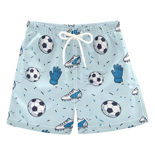 KEEPREAL Soccer Gear Pattern Boys Swim Trunks Quick Dry Stretchy