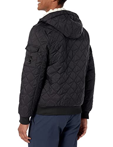 Karl Lagerfeld Paris Men's Bomber Diamond Quilt With Rib Knit Trims, Black, X-Large #TOP1