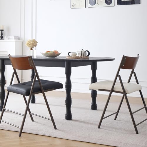 mollveesen 2 Pack Folding Chairs with Thick Padded Seat,Heavy Duty Steel Frame Foldable Dining Chairs with Soft Cushion Set of 2,Portable Indoor Outdoor for Home Kitchen,Office,Events,Wedding(Black) by mollveesen - Image 7