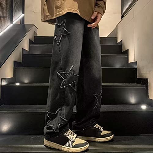 Mens Y2K Star Jeans High Waisted Hip Hop Streetwear Jeans Loose Baggy Embroidery Aesthetic Harajuku Denim Pants2