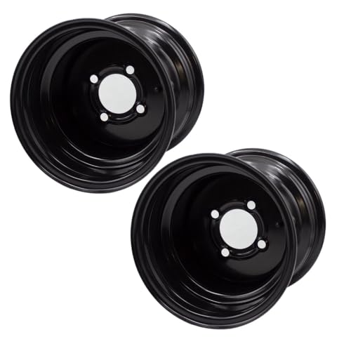 2 Pack 10 x 8 Wheel Rim 4X4 Bolt Pattern for Zero Turn Ridding lawn Mower Golf Cart Go Gart 4/4 Black Steel Rim 4 Lugs Hole