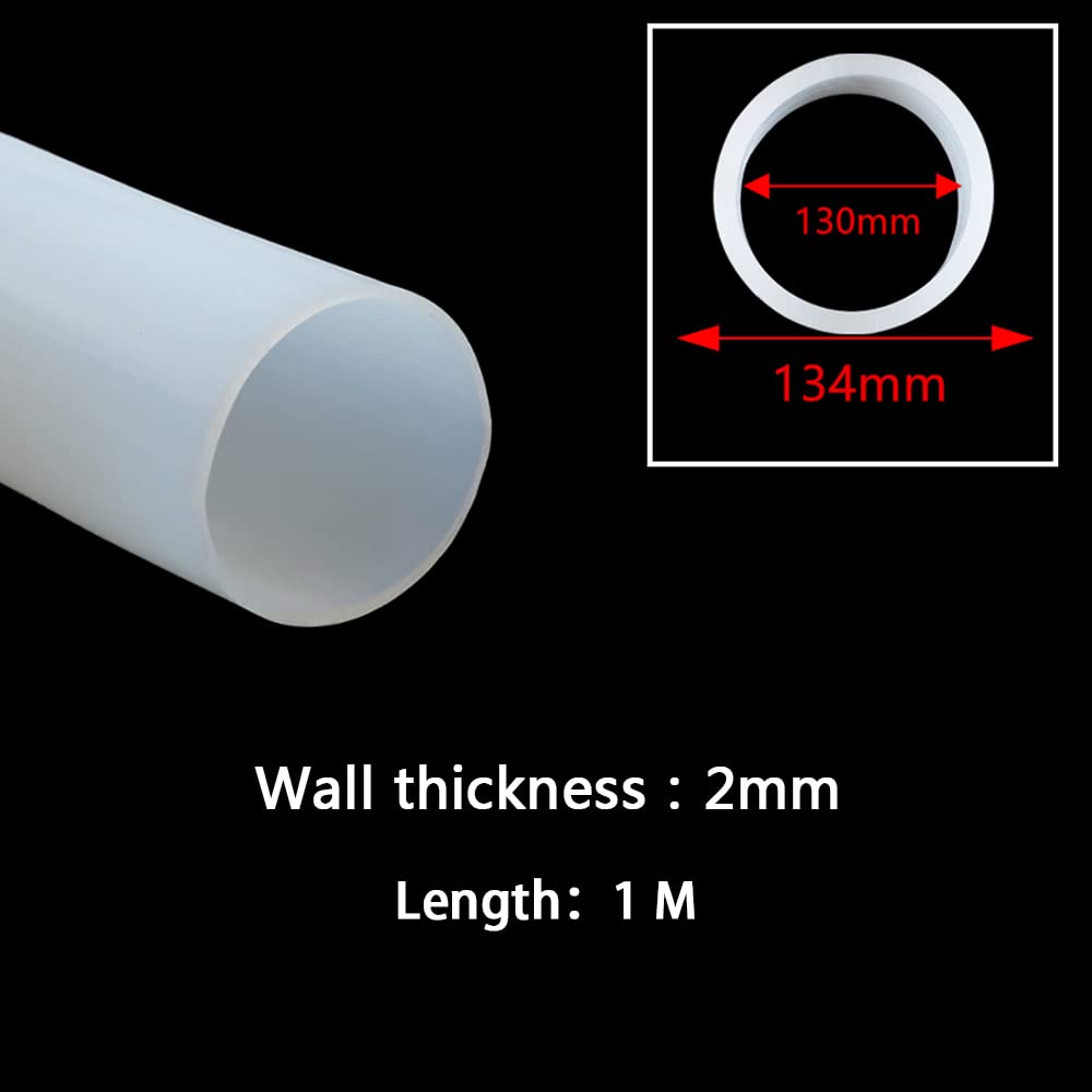 MIFANI Tubo in silicone, ID 130 mm DE 134 mm, Traslucido, Lunghezza 1 m/3,28 Ft, 130 * 134 mm, Bianco, 1 pezzo