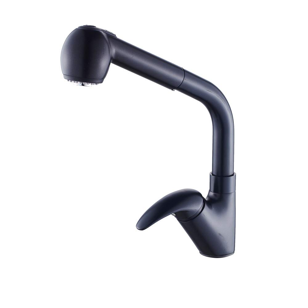 Robinet de cuisine à tirette pivotant noir mat avec pommeau de douche mélangeur Thriving