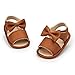Miamooi Infant Baby Girls Summer Sandals Newborn Bowknot Crib Sandal Brown Outdoor Beach Toddler Pu Leather Soft Rubber Sole Dress Flats First Walker Shoes 3-6 Months