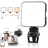 LED Videoleuchte, DDKJ Tragbares Kamera Licht Fotoleuchte mit Clip&Ständer für Videokonferenz, Streaming Ringlicht mit Wiederaufladbarem Akku für Zoom Meetings,Make-up, Fotografie,Tik Tok,YouTube