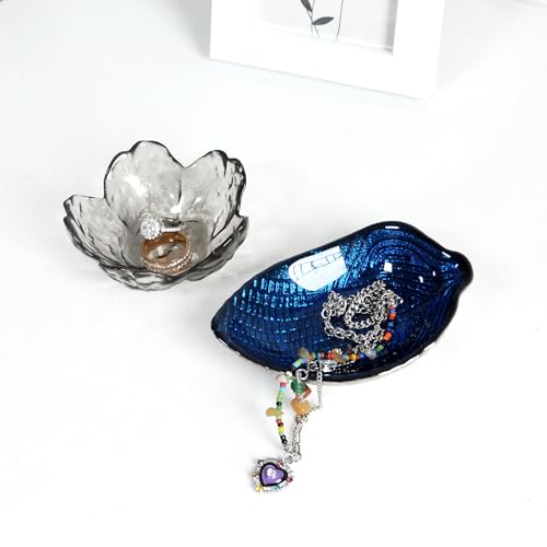 Bihoib Crystal Black Flower Ring Dish Jewelry Tray, Decorative Glass Trinket Dish thumb #5