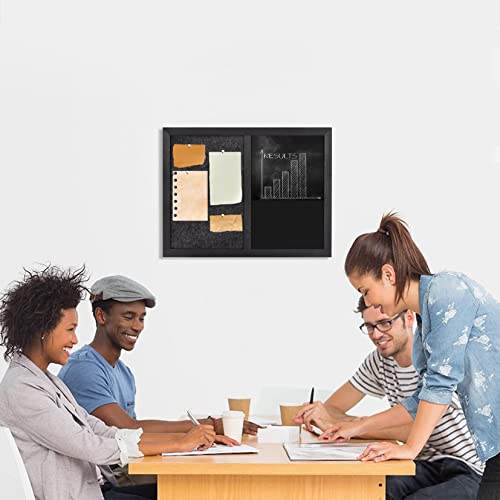 Umtiti Bulletin Board Chalkboard Dark Gary Felt Board Combo For Office School Kitchen Bedroom, Black Wood Frame,13"*17",Bk-Chalkboard+Gy-3343 #TOP7