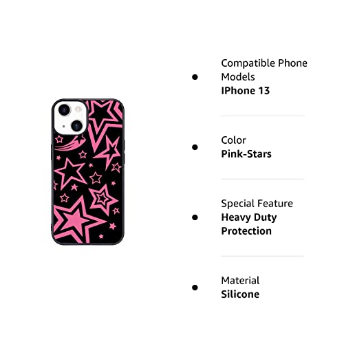 Pink Super Star Phone Case For Iphone 13 Stars Case Cover Tpu Bumper Hard Back Shockproof Phone Case Girly Protective Phone Cover With Design #TOP7