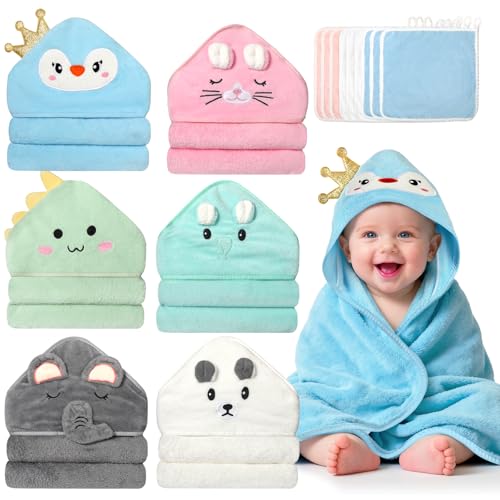 15 PCS Hooded Baby Towels 31.5x31.5 in Soft Absorbent Baby