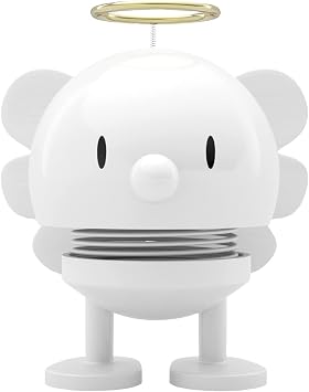 Hoptimist Angel Bumble, Home Decor Ornament - Danish Design, Plastic W/Metal Spring, Small - Creates Cheerful Movement- White