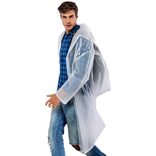 Wisvis Regen Poncho Regenanzüge Premium Regenmantel mit Taschenbezug Damen Regenmantel Dünne Kapuze Poncho Erwachsenen Langen Mantel zum Wandern Camping Outdoor-Aktivitäten (Weiß XL) Cover