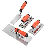 Dytabepl Maurerkellen Set, Rostfreier Glättekelle und Spachtel, Edelstahl-Putzkelle und Randkelle sowie Betonkanten, Kleberkelle-Set für Stuck und Zementset, Mauerwerksbau Handwerkzeug