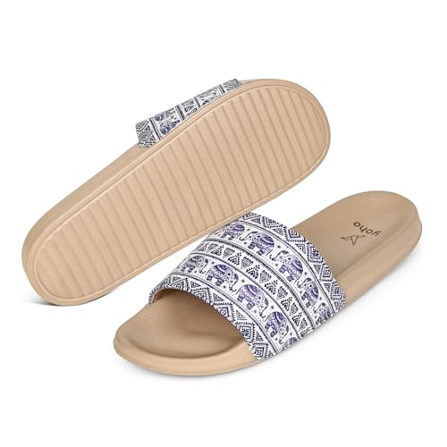 Image of YOHO Tropica Printed Comfortable Women Slides | Stylish Rainy Footwear & Waterproof Monsoon Sandals | Soft Inner Lining On Strap