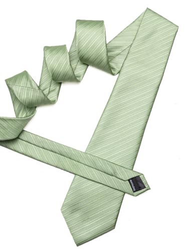 Image of Barry.Wang Solid Striped Tie for Men Silk Necktie Pocket Square Cufflinks Formal Wedding Party Business