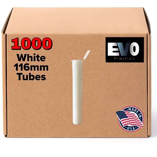 Evo Plastics 116mm White Pop Top Tubes (1000 Count) | Usa Made BPA-Free Airtight Child-Resistant Vials