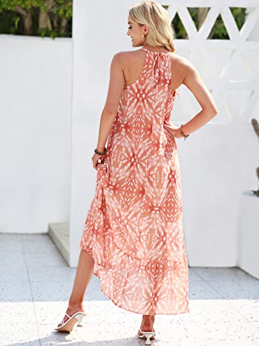 Anrabess Women Casual Loose Bohemian Print Dresses Spaghetti Strap Long Summer Beach Swing Dress 450Huangbaidian-M #TOP4