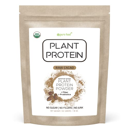 Pure Food: Plant Based Protein Powder with Probiotics | Organic, Clean, All Natural, Vegan, Vegetarian, Whole Superfood Nutritional Supplement with No Additives | Keto (Chocolate)