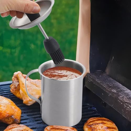 Juego de olla para salsa y cepillo para rociar, juego de olla para salsa y cepillo para asar - Olla para barbacoa con cepillo | Juego de ollas para salsa y cepillos para rociar, accesorios para barbac - imagen 3