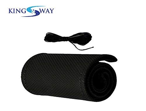 Kingsway pu leatherite Stitched Steering Cover for Maruti Suzuki ignis (Model 2016 Onwards)(Black Color)