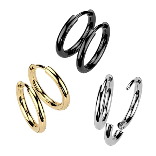 18GA F-136 Implant Grade Titanium 2mm Thick Hinged Round Hoop Earrings, Sold as a Pair3