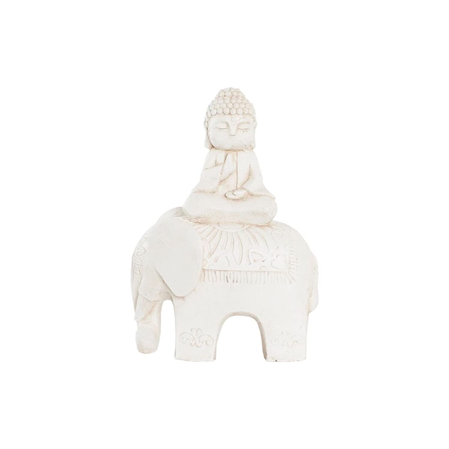 DKD Home Decor Decorative Figure Antique Finish Elephant Oriental White Magnesium (40 x 23 x 56 cm)