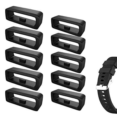 GHEART Boucle de Retenue pour Bracelet, Support de Bracelet de Montre en Silicone, Boucle en Caoutchouc à Anneau en Silicone, pour Remplacer la Boucle, Noir (10 pièces) Cover