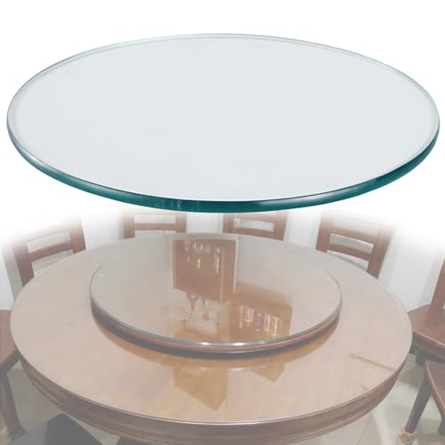 whalebee Round Tempered Glass Table Top Smooth Edges Clear Glass Table Top Protection 15