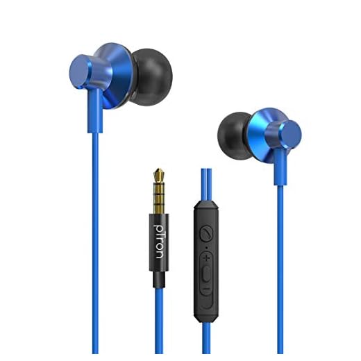 PTron Pride Lite HBE (High Bass Earphones) in Ear Wired Earphones with Mic, 10mm Powerful Driver for Stereo Audio, Noise Cancelling Headset with 1.2m Tangle-Free Cable & 3.5mm Aux - (Blue)