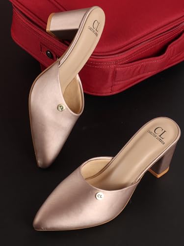 Image of Carlton London Women Comfortable Fashion Pointed Toe Heeled Mule Shoes for Daily use, Office use, Casual use