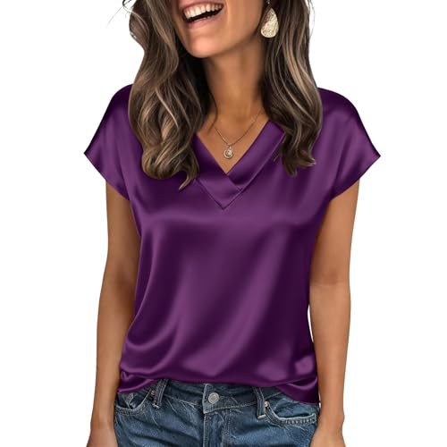 Chemise Jeans Femme Tshirt Strass A Coller Y2K Tee Shirt Col V Noir T EVJF Personnalisable Chemisier Chic Imprime Haut Debardeur Tee-Shirt Violet 2XL