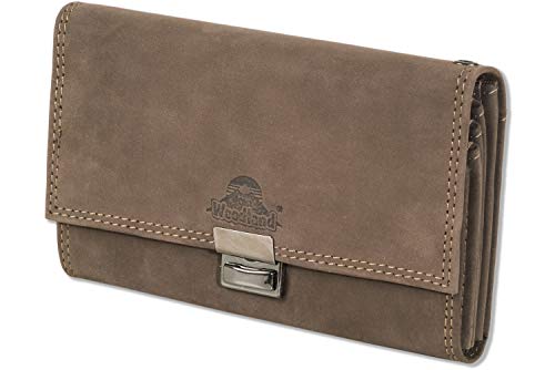 Preisvergleich Produktbild Woodland® Profi-Kellnerbörse mit extra verstärktem Hartgeldfach aus weichem, naturbelassenem Büffelleder in Dunkelbraun / Taupe