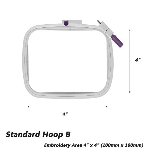 Image of Sew Tech Standard Embroidery Hoop B for Husqvarna Viking Designer I Rose 600 Iris Scandinavia 400 300 etc., Sewing and Embroidery Machine 4x4 inch (100x100 mm) Hoops