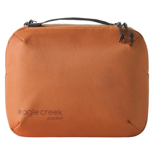 eagle creek Pack-It Trifold Toiletry Kit - Dopp Kit Toiletry Organizer with Padded Interior, Durable Hanging Hook & Large Compartments - Water Resistant & Washable - Mandarin2