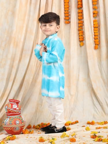 Image of POLKA TOTS Boys Cotton Ethnic Kurta Pajama Set with Attached Koti | Ethnic Motif Wear Kids Kurta Pyjama for Boys & Toddlers | Traditional Dress for Weddings & Festivals | Festive Jubba Set for Babies