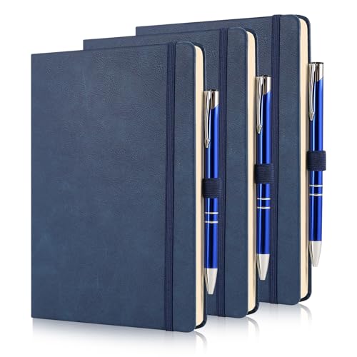 Blocs-notes et stylo A5 lot de 3 carnet de notes université papier 80g/m² bleu rigide