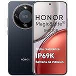 HONOR Magic8 Lite Smartphone 5G, 8+512GB, Tripla Resistenza-IP69K, 7500 mAh, Fotocamera AI 108 MP con OIS, Display AMOLED da 6.79 Pollici Cellulari, AI Intelligente, Dual SIM, NFC, Midnight Black