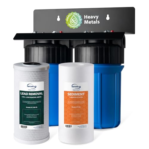 iSpring WGB21B-CPB 2-Stage Whole House Water Filtration System Reduces Cadmium, Mercury, Sediments, Chlorine, and up to 99% Lead, 1' Inlet/Outlet Ports