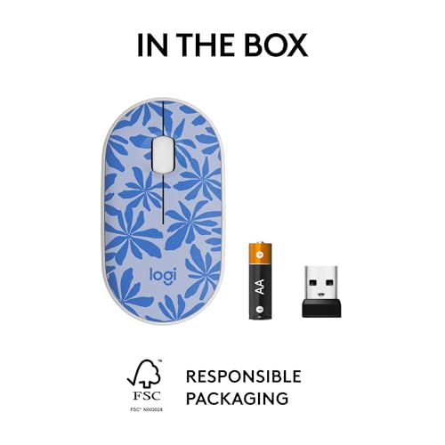 Logitech M340 Compact Ambidextrous Silent Wireless Mouse - Blue Floral - image 8