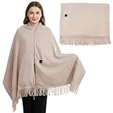 Chal calefactable para Mujer, Manta calefactora portátil 2 en 1, mantón Calefactor USB con 3 ajustes de Temperatura, Color Caqui